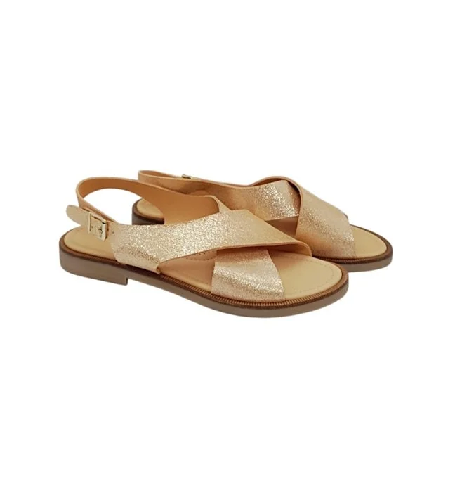 Ocra sandaal kruisband - cipria metallic suède