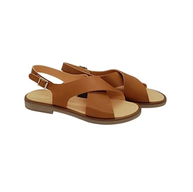 Ocra sandaal kruisband - cognac