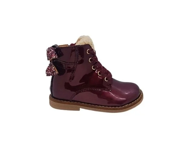 Romagnoli veterlaars bordeaux lak strik hiel