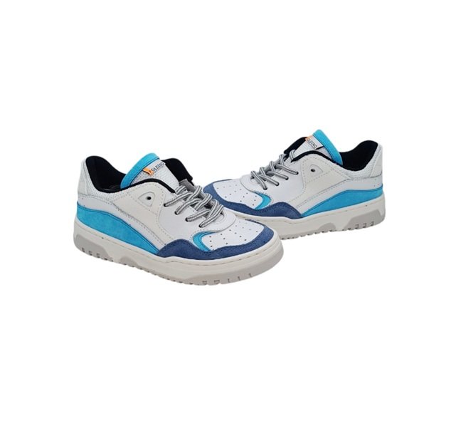 Poldino sneaker wit blauw azuurblauw