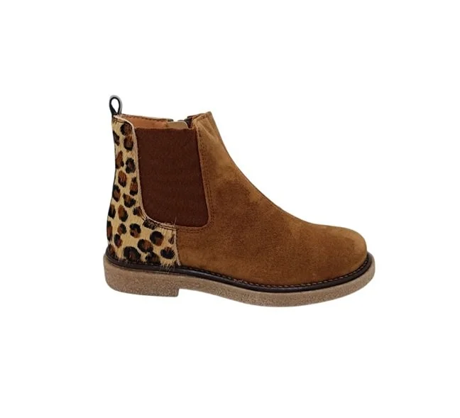 Romagnoli laars cognac suède hiel leopard