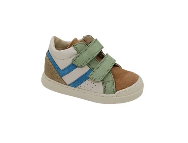 Falcotto sneaker wit kakhi taupe strepen blauw