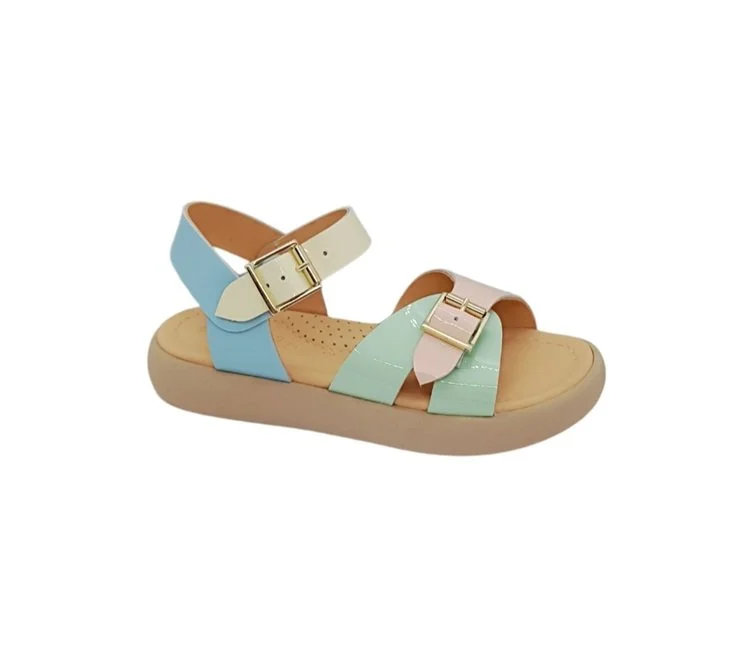 Ocra sandaal 2 gespen - lak pastels