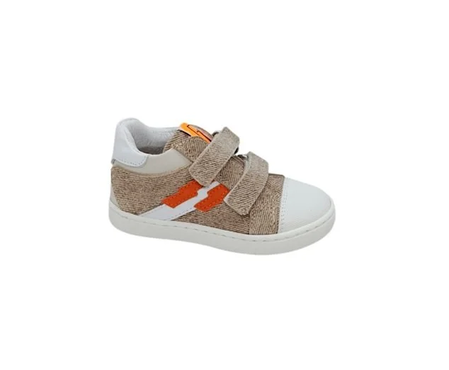 Poldino sneaker cognac denim velcro