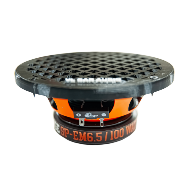 grille haut parleurs 16cm / 165mm / 6.5" artisanal impression 3D petg noir pailleté VL CAR AUDIO GR16