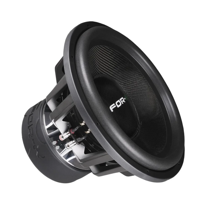 Woofer audio de grande taille avec cadre noir et membrane en matériau composite