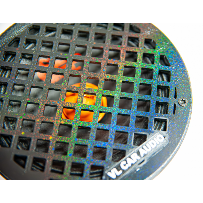 grille haut parleurs 16cm / 165mm / 6.5" artisanal impression 3D petg noir pailleté VL CAR AUDIO GR16