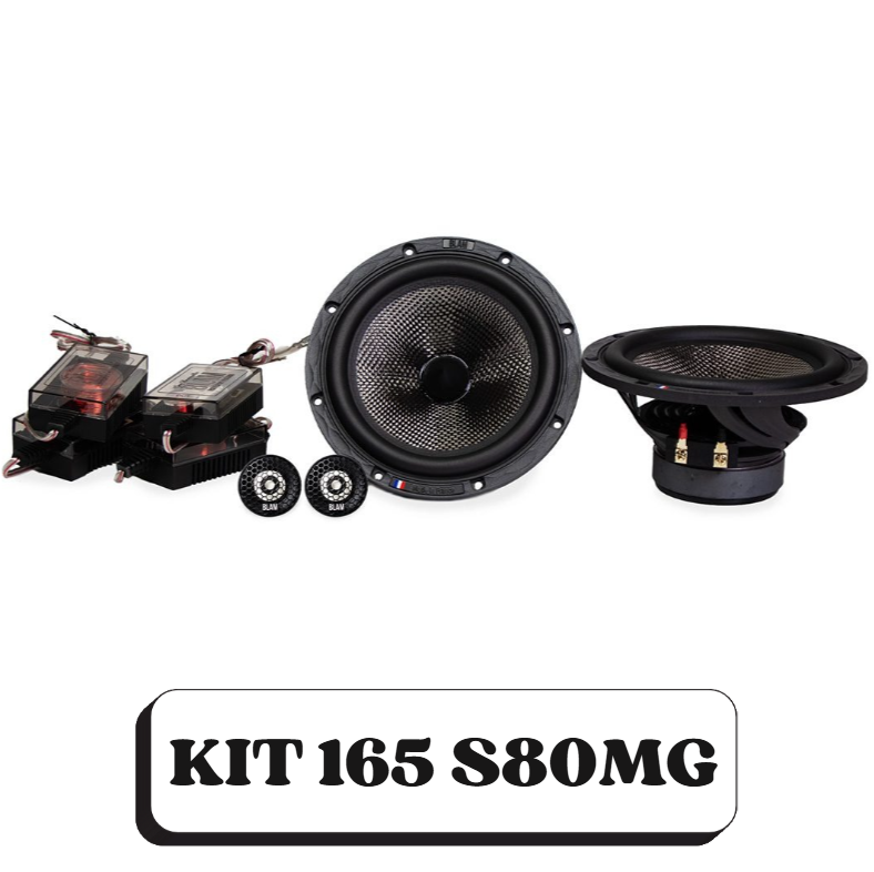 Composant audio avec haut-parleurs, amplificateur, et câbles, référence KIT 165 S80MG.