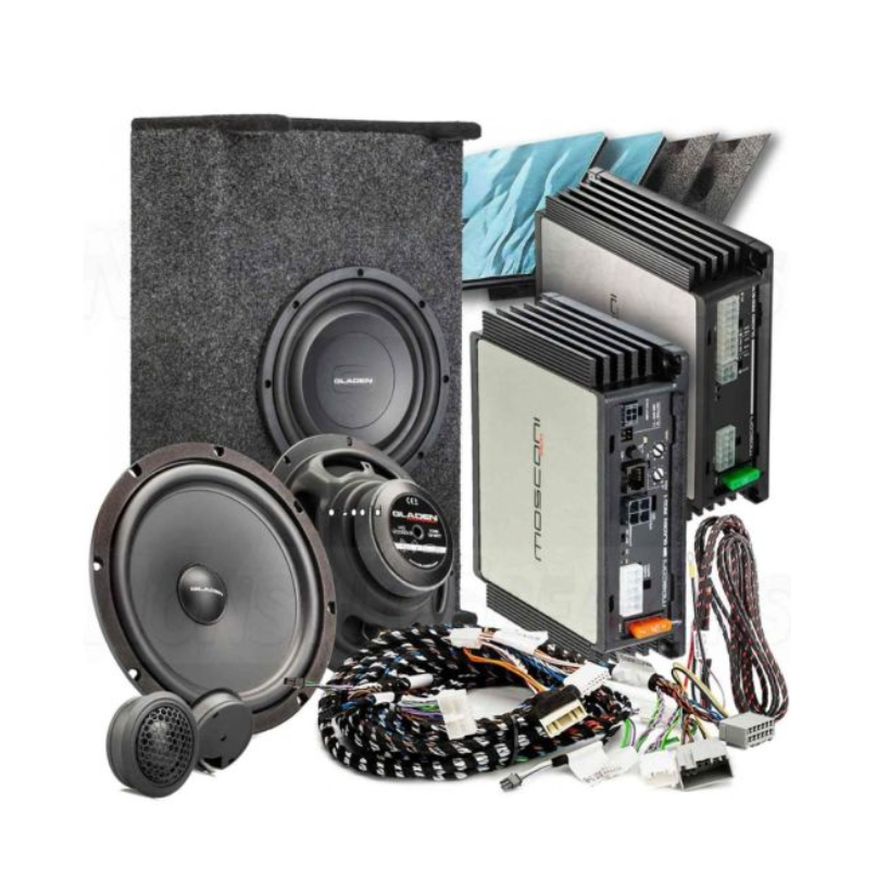 Composants audio et électronique pour système de sonorisation, comprenant des haut-parleurs, des amplificateurs, et des câbles.