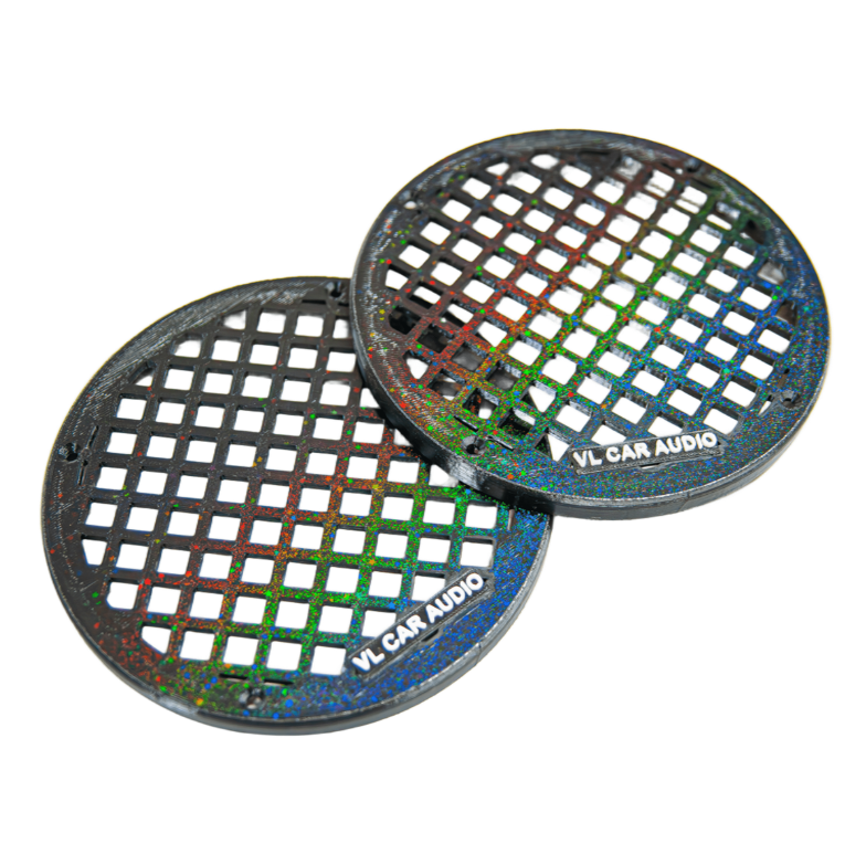 grille haut parleurs 16cm / 165mm / 6.5" artisanal impression 3D petg noir pailleté VL CAR AUDIO GR16
