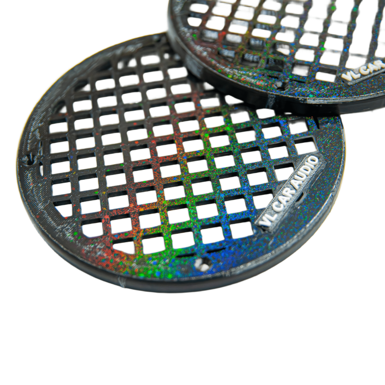 grille haut parleurs 16cm / 165mm / 6.5" artisanal impression 3D petg noir pailleté VL CAR AUDIO GR16