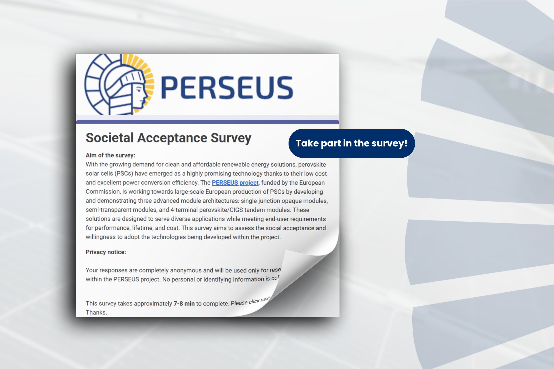 PERSEUS Social Survey on Perovskite Solar Technologies