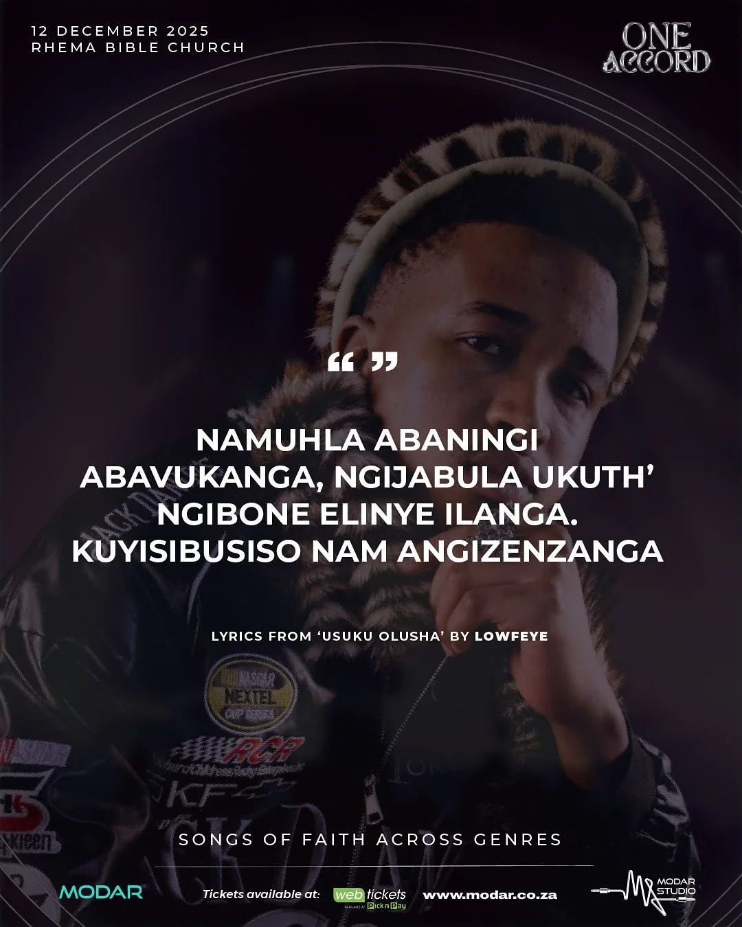 Sometimes we just go by forgetting that it&rsquo;s a blessing to see another day, and we need songs like these that remind us to be grateful! This is what 𝑶𝒏𝒆 𝑨𝒄𝒄𝒐𝒓𝒅 is about! Join us on the 𝟏𝟐𝐭𝐡 𝐨𝐟 𝐃𝐞𝐜𝐞𝐦𝐛𝐞𝐫 and experience musi