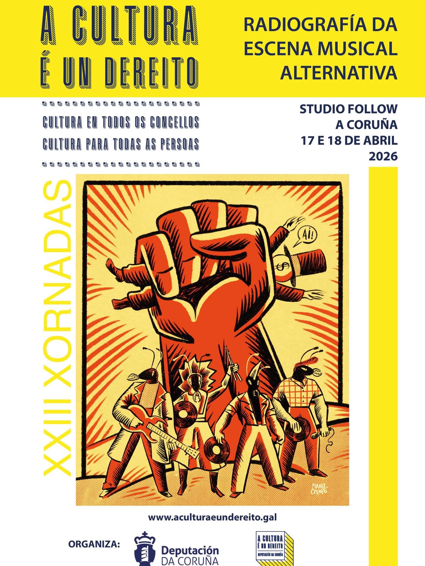 El 17 y el 18 de abril estaremos en Coru&ntilde;a. @distantsoundsmusic @_srta_martinez y @diputaciondacoruna nos han invitado a participar en sus Jornadas donde, adem&aacute;s de insistir en algo tan obvio como que la cultura es un derecho, haremos e
