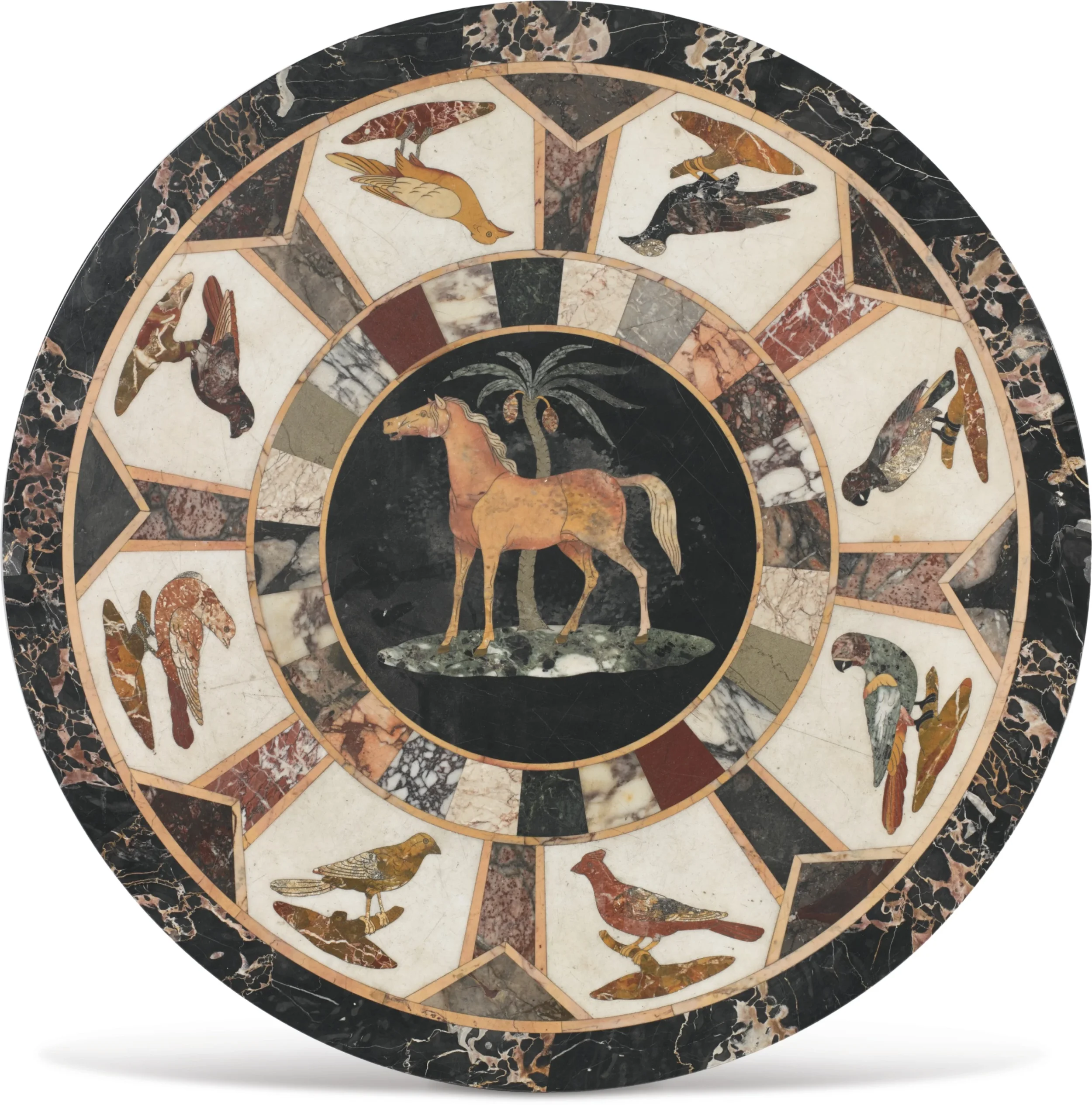 An Italian pietra dura circular panel second half 19th century