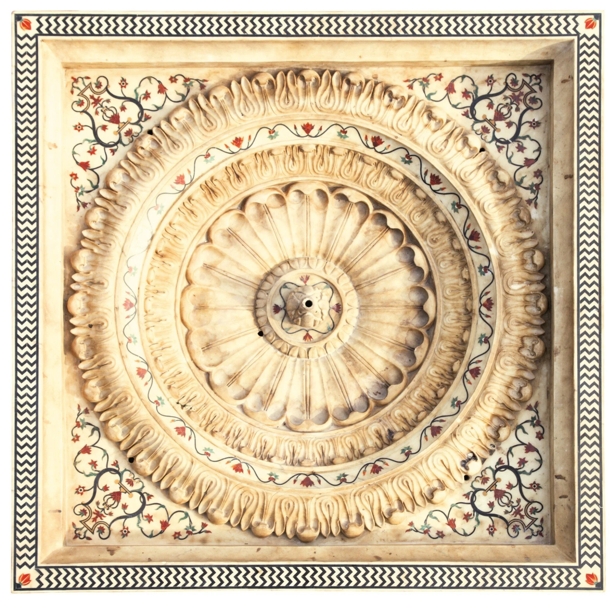 A PIETRA DURA MARBLE FOUNTAIN, NORTH WEST INDIA, CIRCA 18TH CENTURY