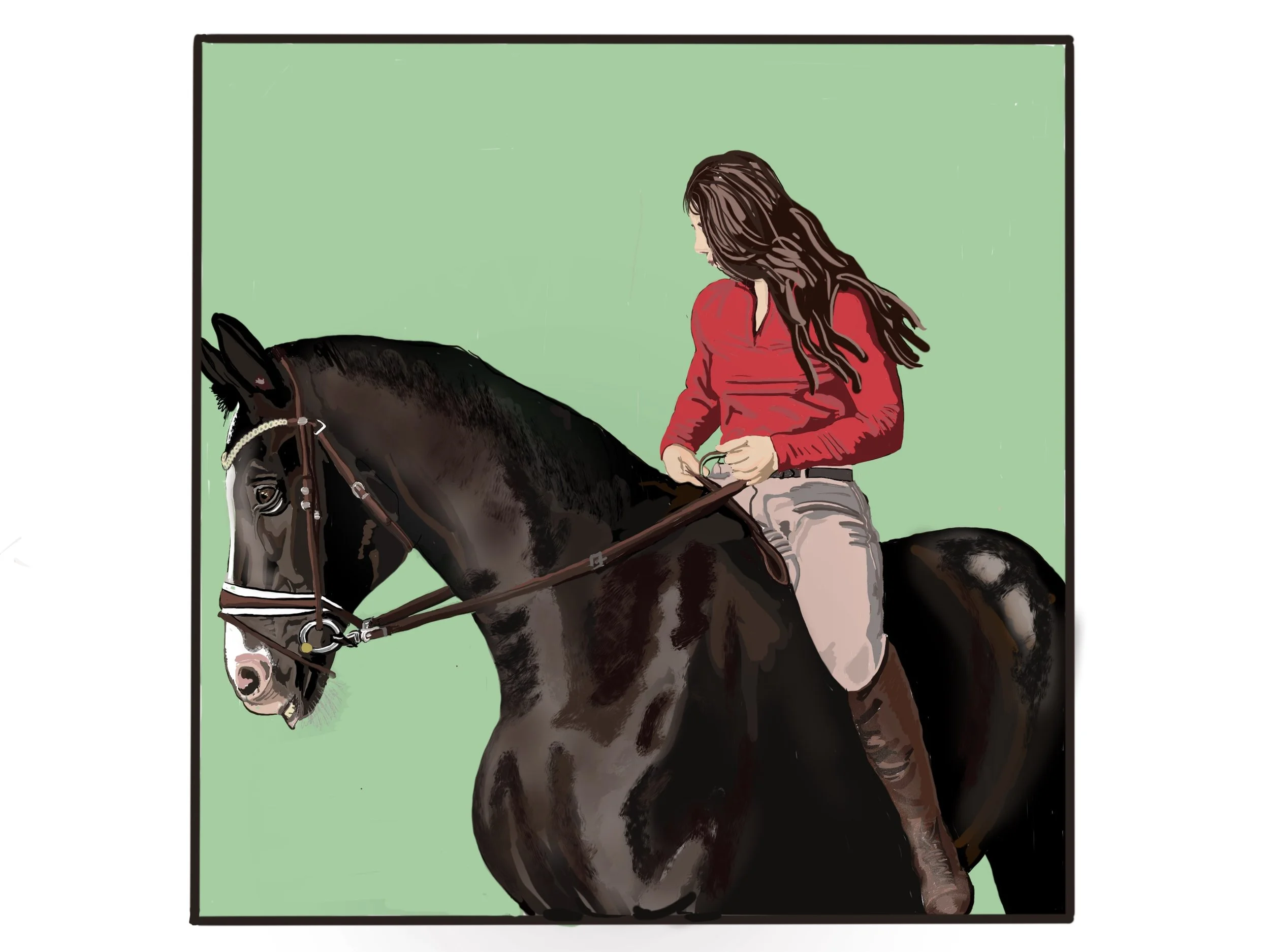 Lijntekening van dier en mens