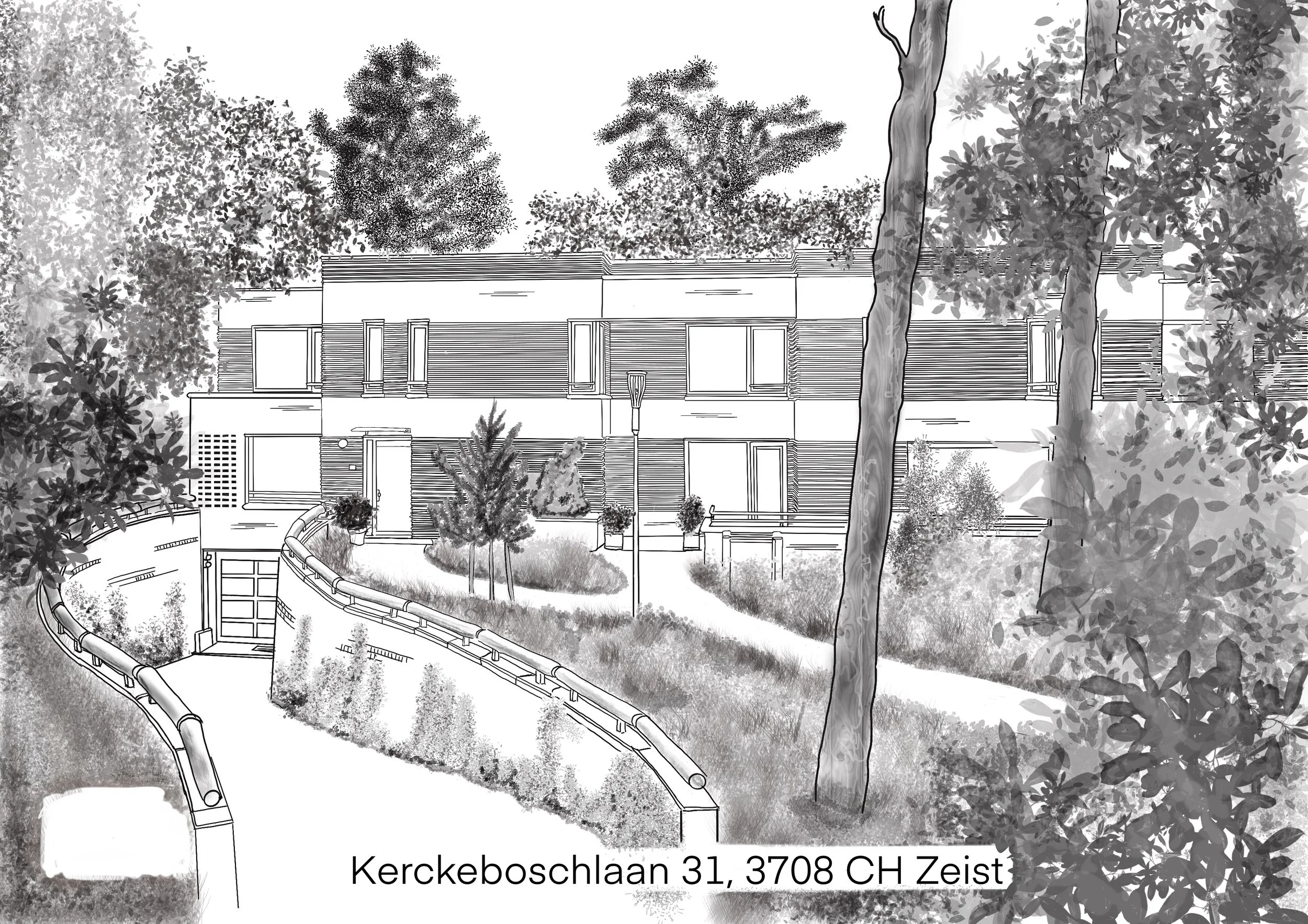 Lijntekening van huis