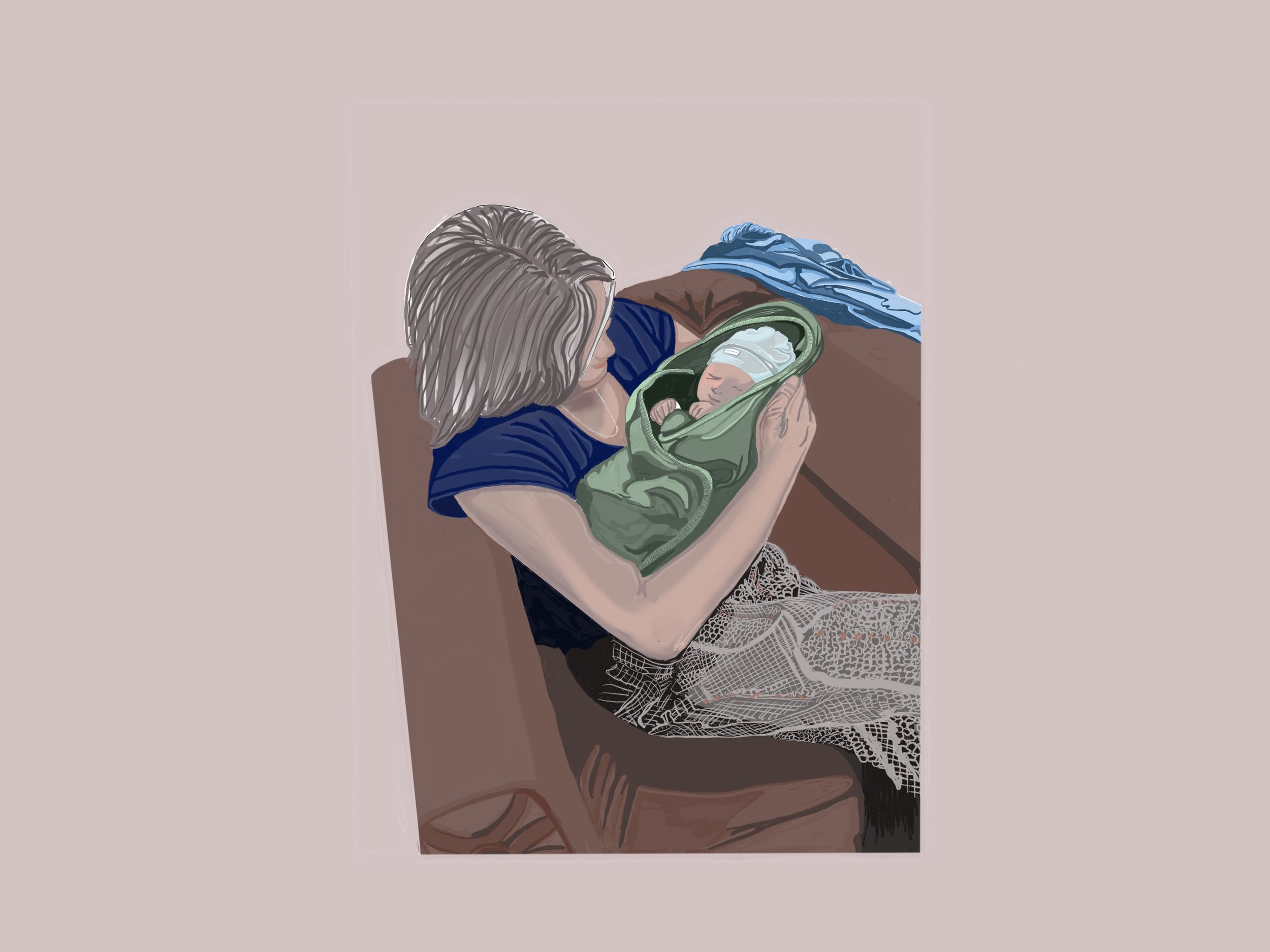 Lijntekening van een pasgeboren kind