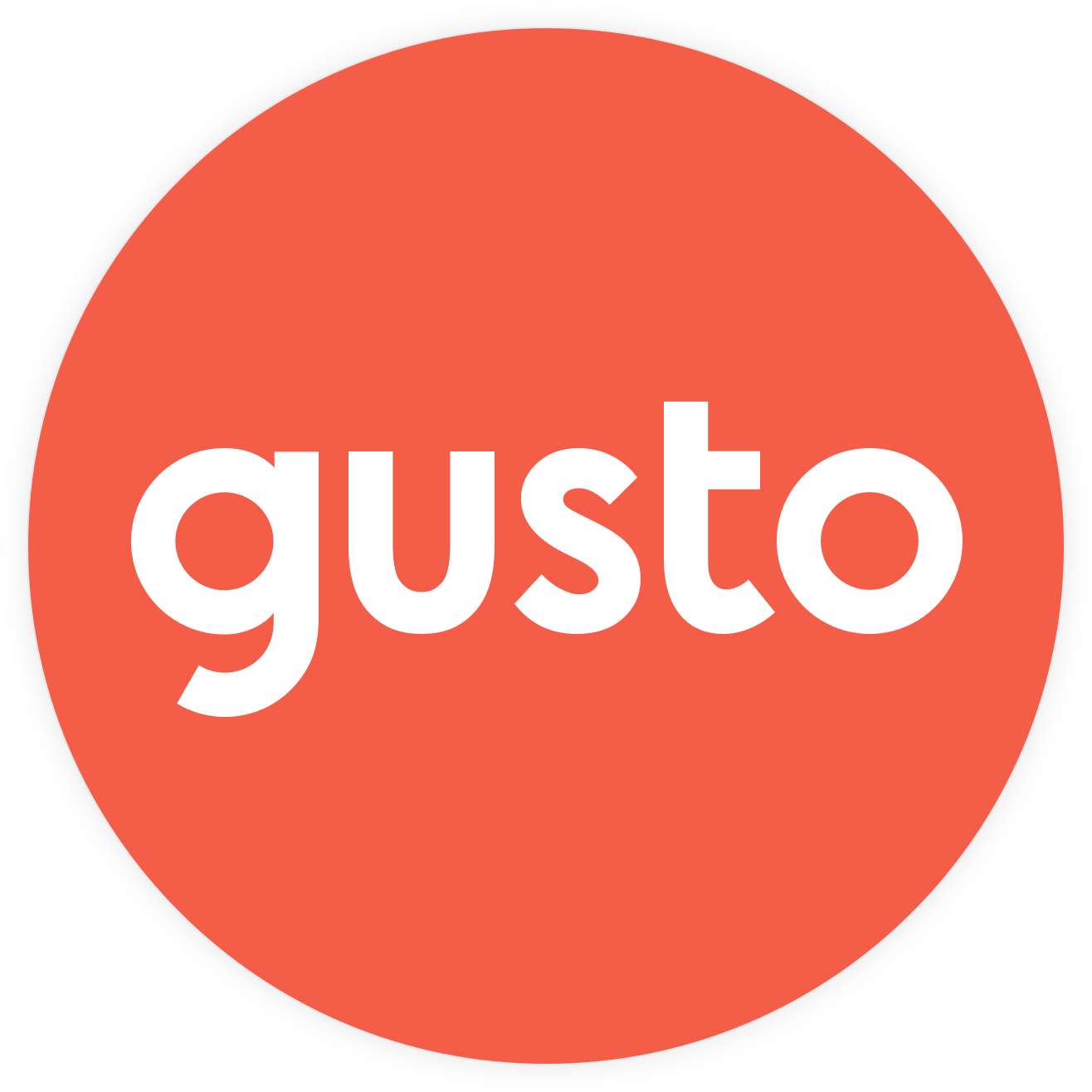 Badge with the text "Gusto"