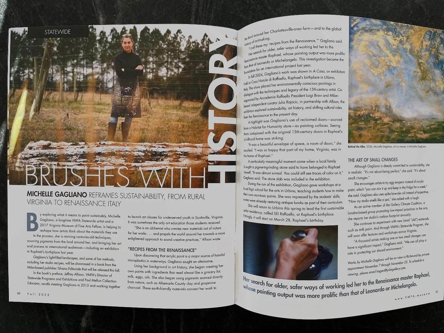 A heartfelt thank you to Rebecca Jones for the beautiful article&nbsp;featured in the Fall VMFA Magazine,&nbsp;your words captured my work and vision with such care and insight. It means so much to see my story shared through your thoughtful lens.&nb