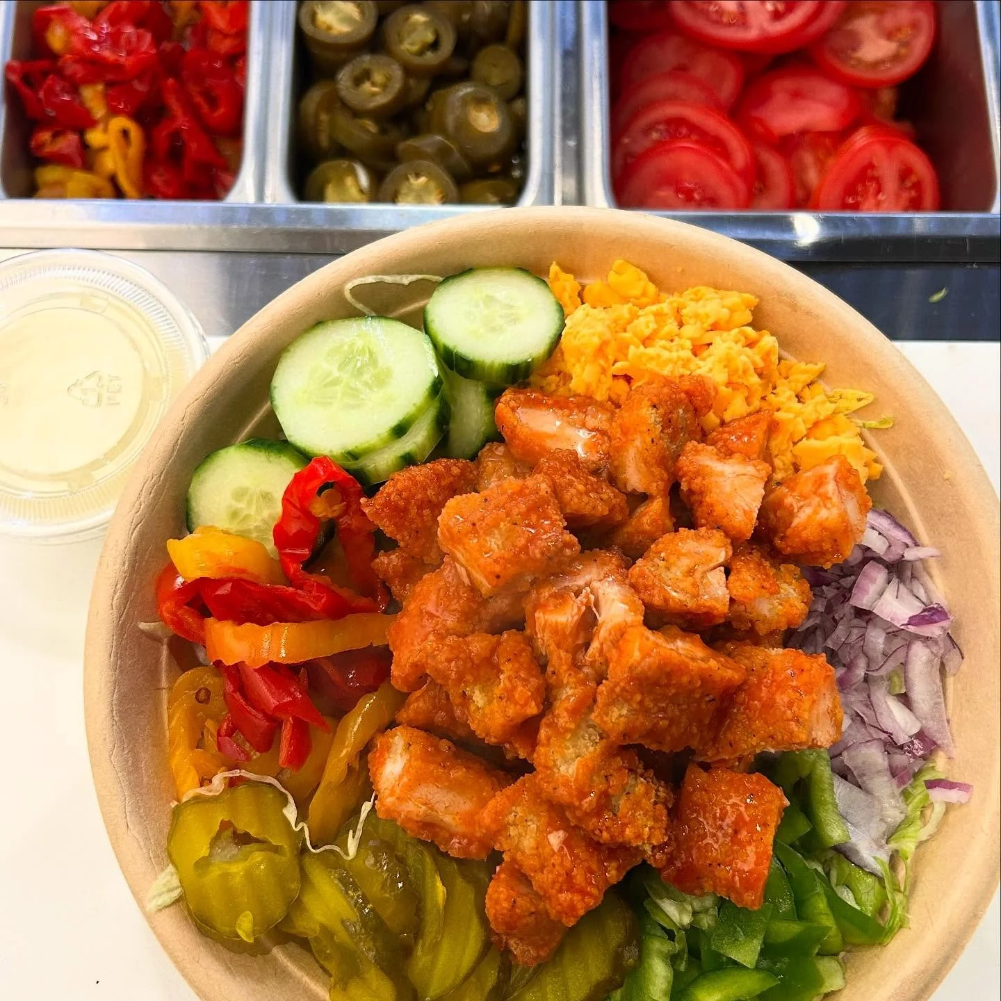 Fresh to death.🔪🥒🥬🍅

Our ingredients are prepared fresh in house on the regular &amp; ready to be devoured.

Open 11:30-7. Order online, ring our line, or walk in.