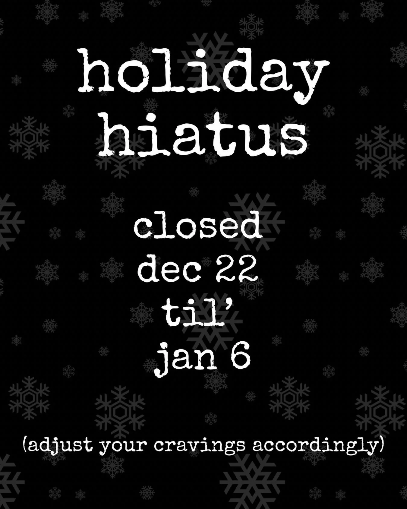 holiday hours🪩🎄
