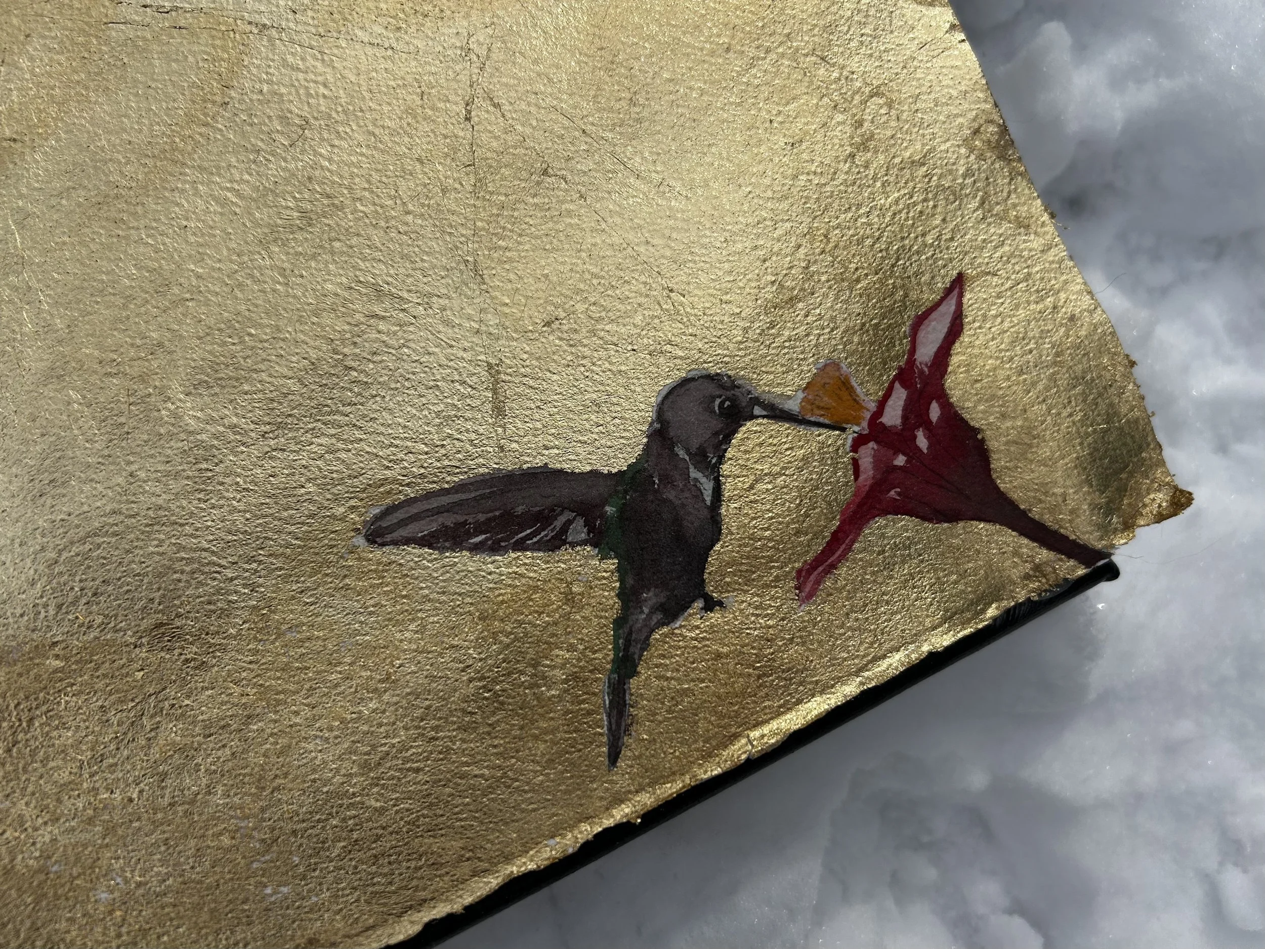 Natalie Ray Fine Art - Flight of Fancy - 22x30 watercolor painting and gold leaf - original painting - 5.jpg