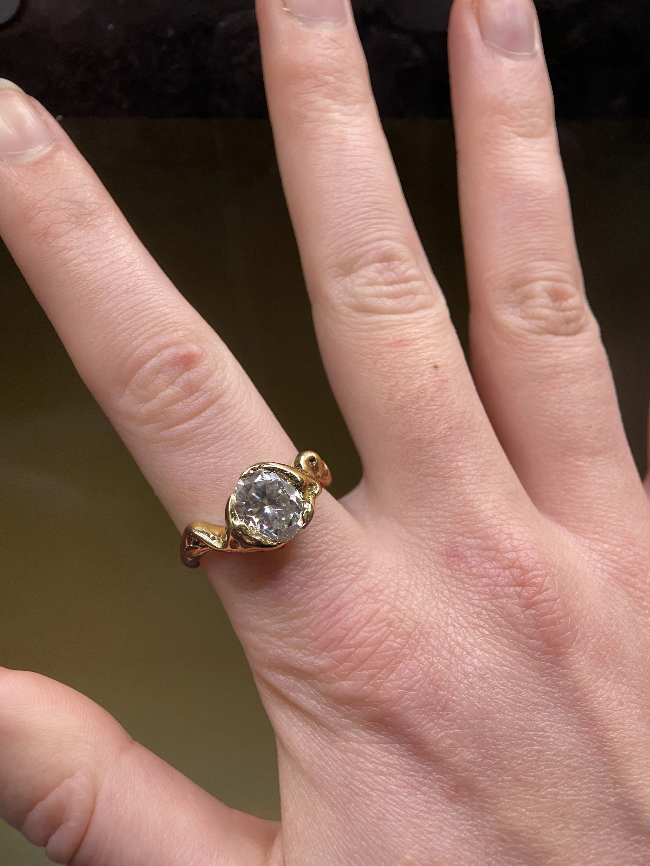 Bague de fiançailles - plaqué or vermeil et pierre de laboratoire