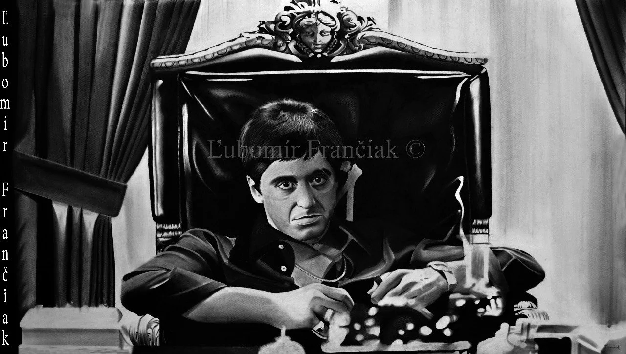 Scare Face,  Al Pacino, charcoal