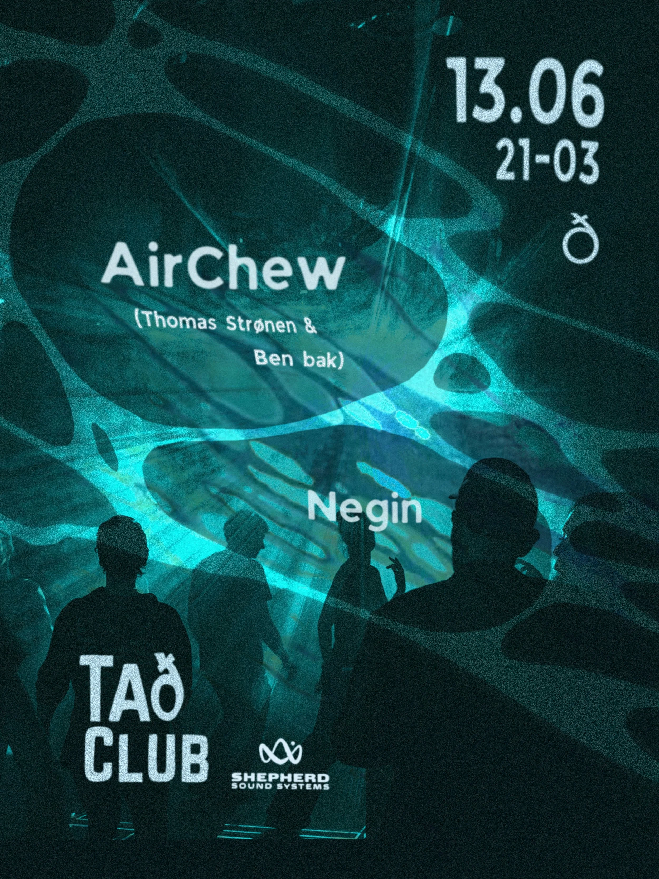 We&rsquo;re very proud to host two local legends - @ben_bak__ on synthesizers and @thomasstronen on drums - for a release of the new project they&rsquo;ve been working on together under the AirChew moniker for the next edition of Tad Club 🌊

Bendik 