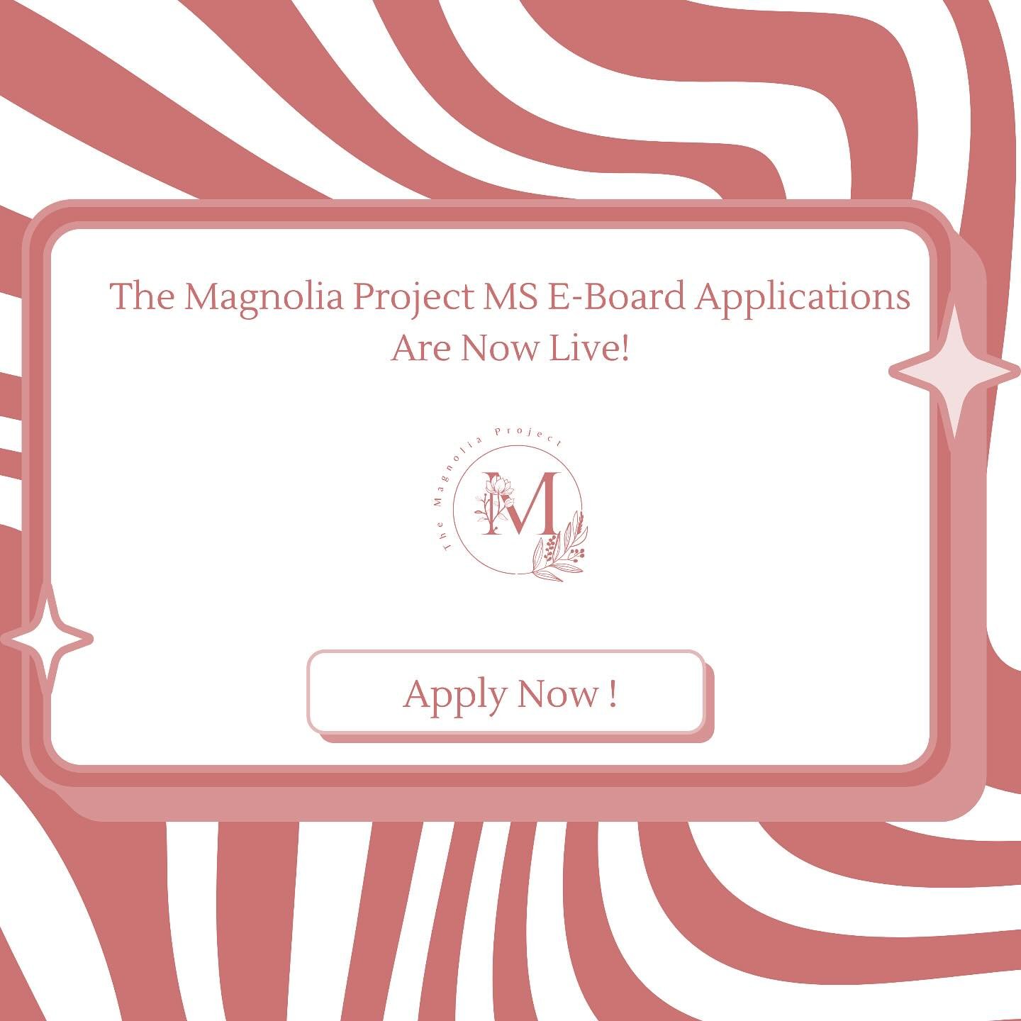 Exciting news! The Magnolia Project MS E-Board Applications are now live! Don’t miss your chance to apply and join the team. Seeking applicants for the following committees:
• Communications / Social Media Committee
• Community Servi