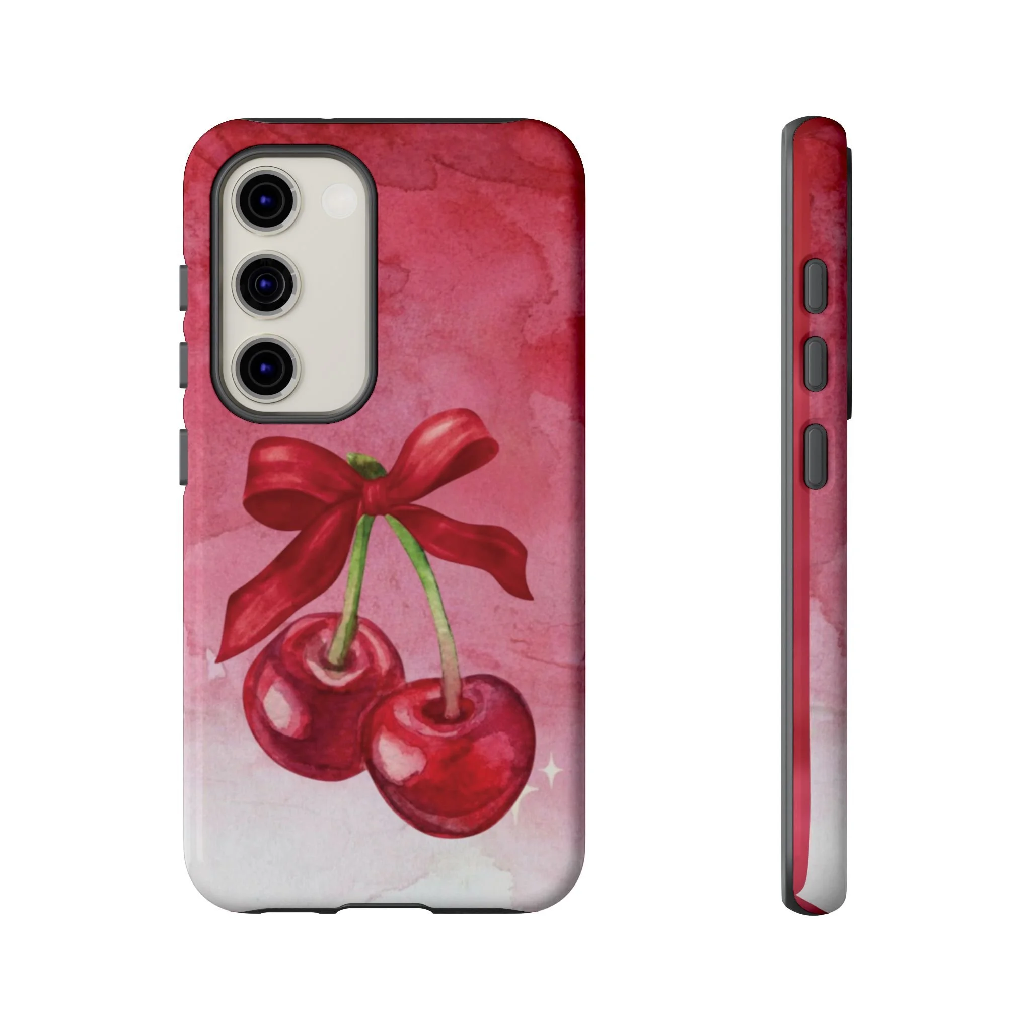 Cherry Blossom Tough Case - Cute Phone Protector with Bow Design