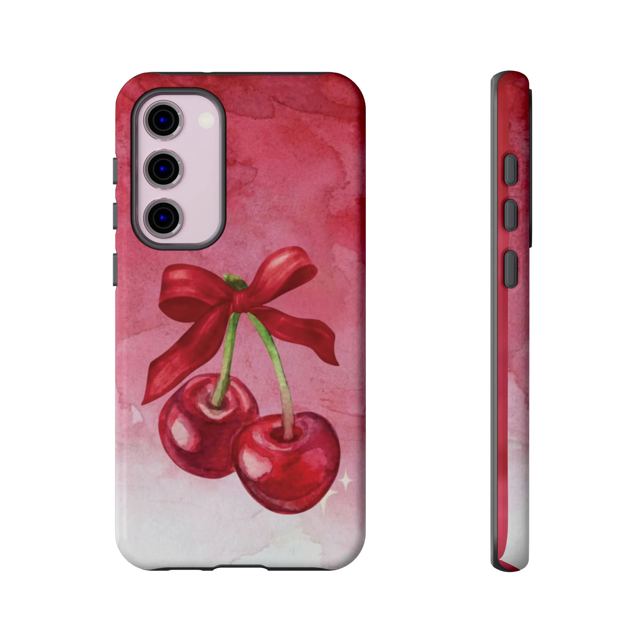 Cherry Blossom Tough Case - Cute Phone Protector with Bow Design