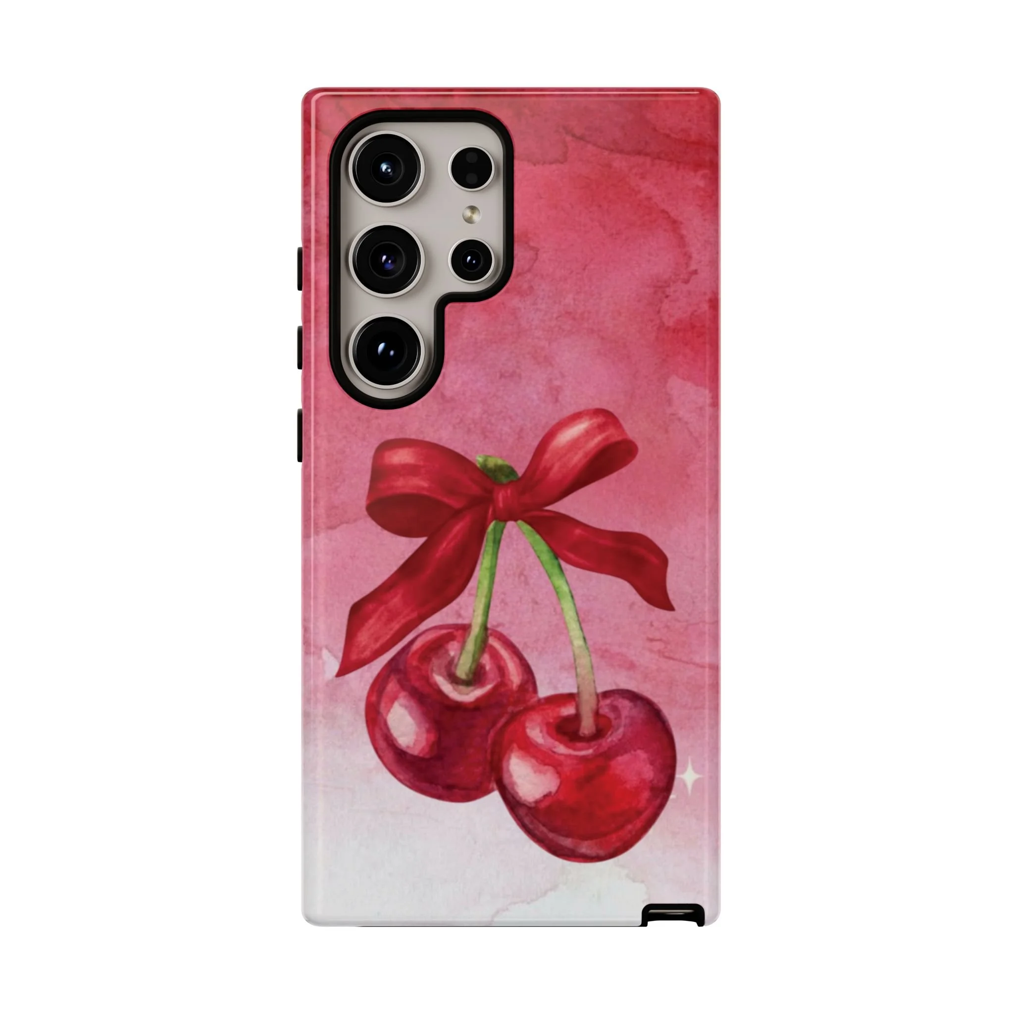 Cherry Blossom Tough Case - Cute Phone Protector with Bow Design