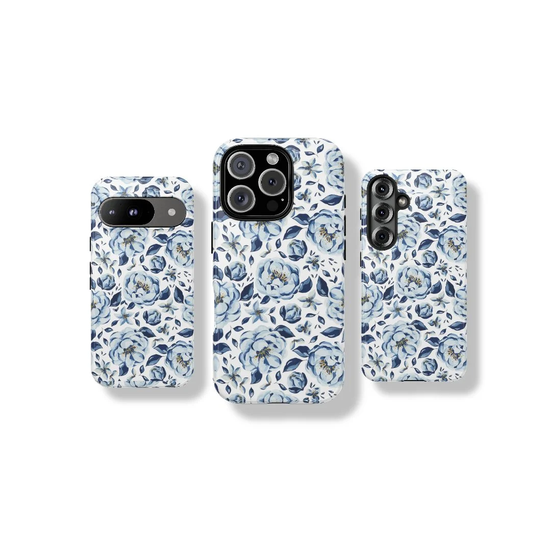 Elegant Blue Peony | Tough Phone Case