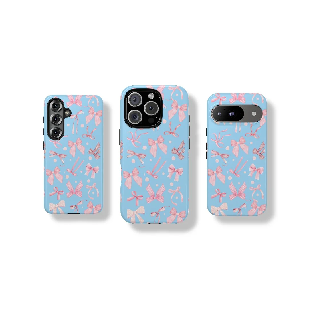 SkyBlue Bows | Tough Phone Case