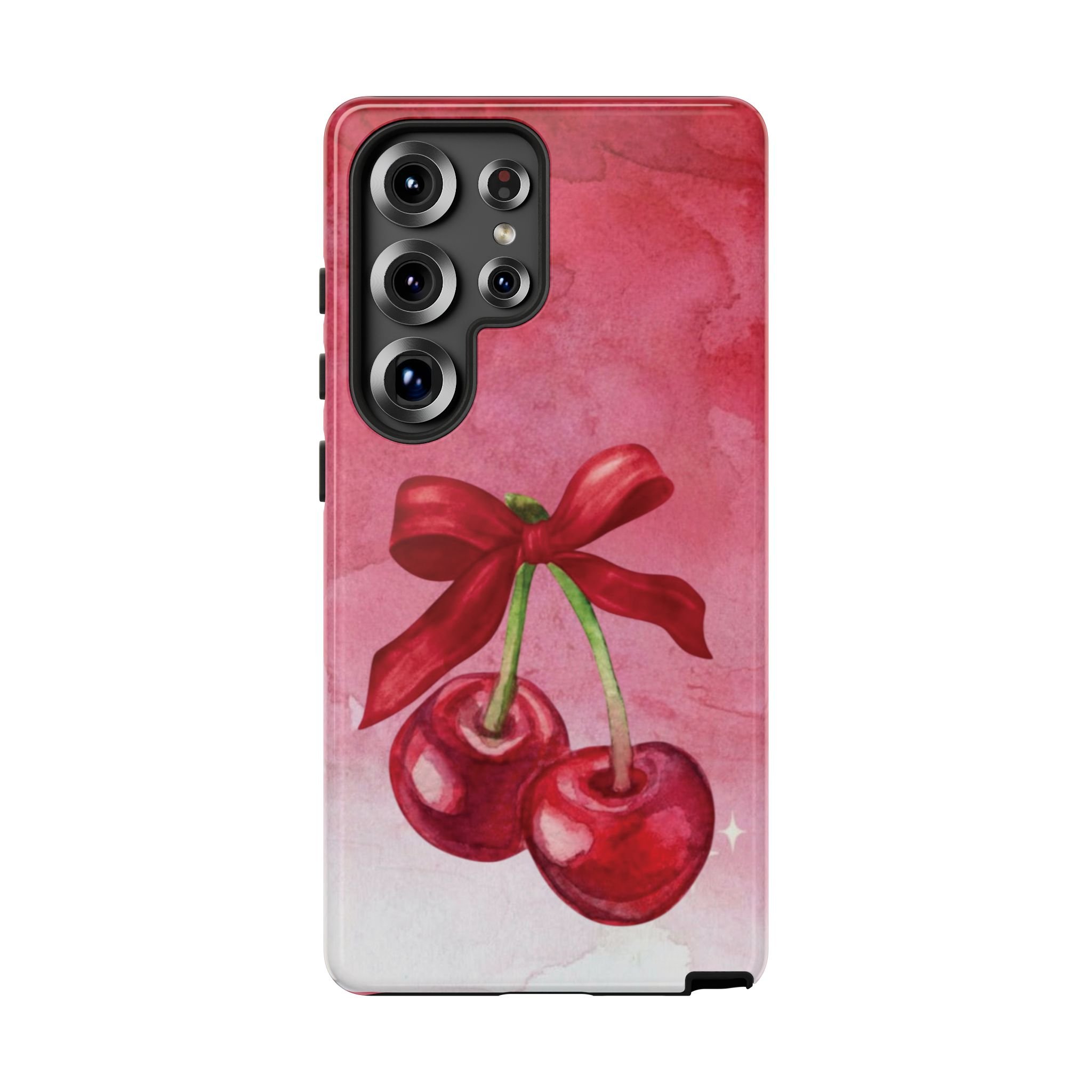 Cherry Blossom Tough Case - Cute Phone Protector with Bow Design