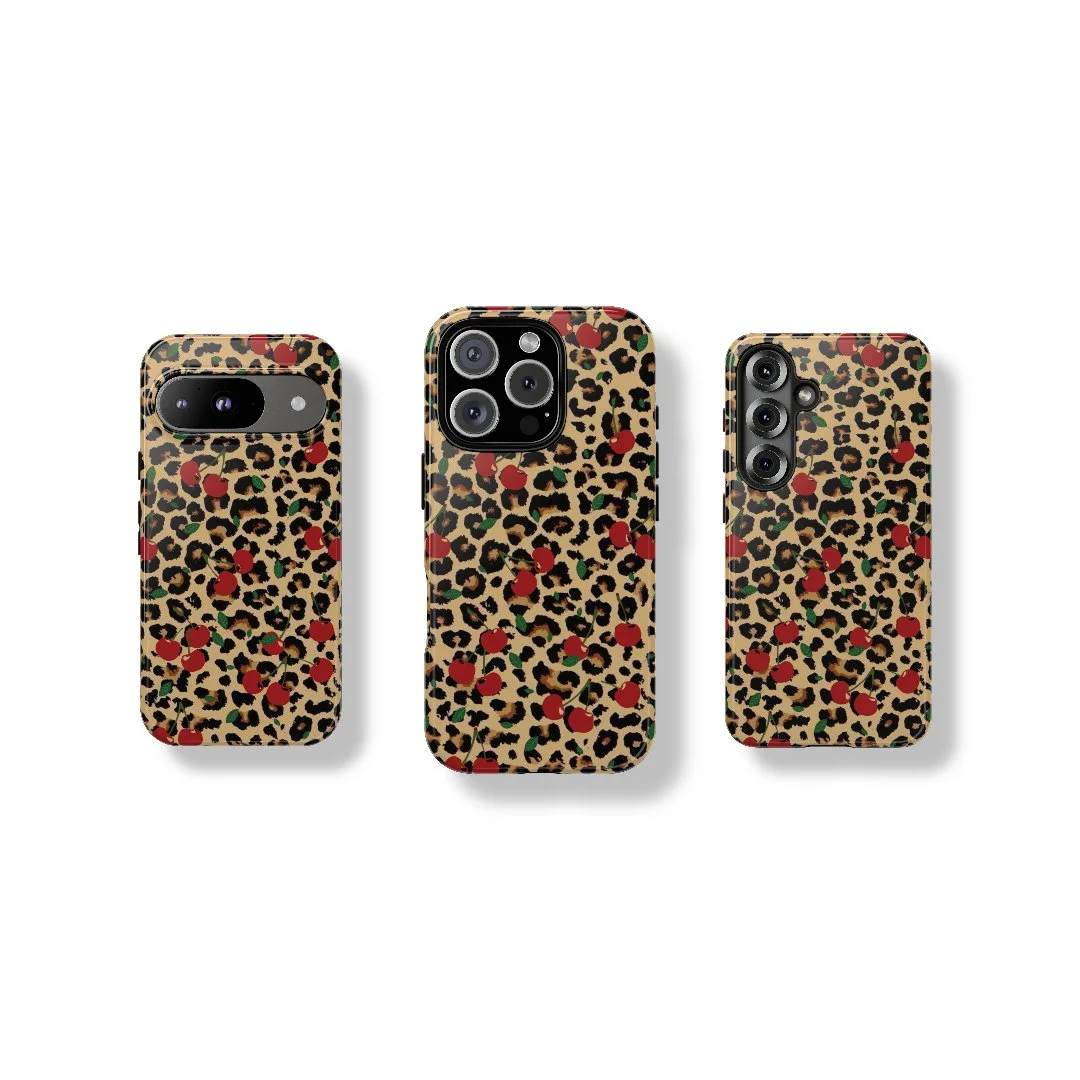 Cherry Cheetah Print | Tough Phone Case