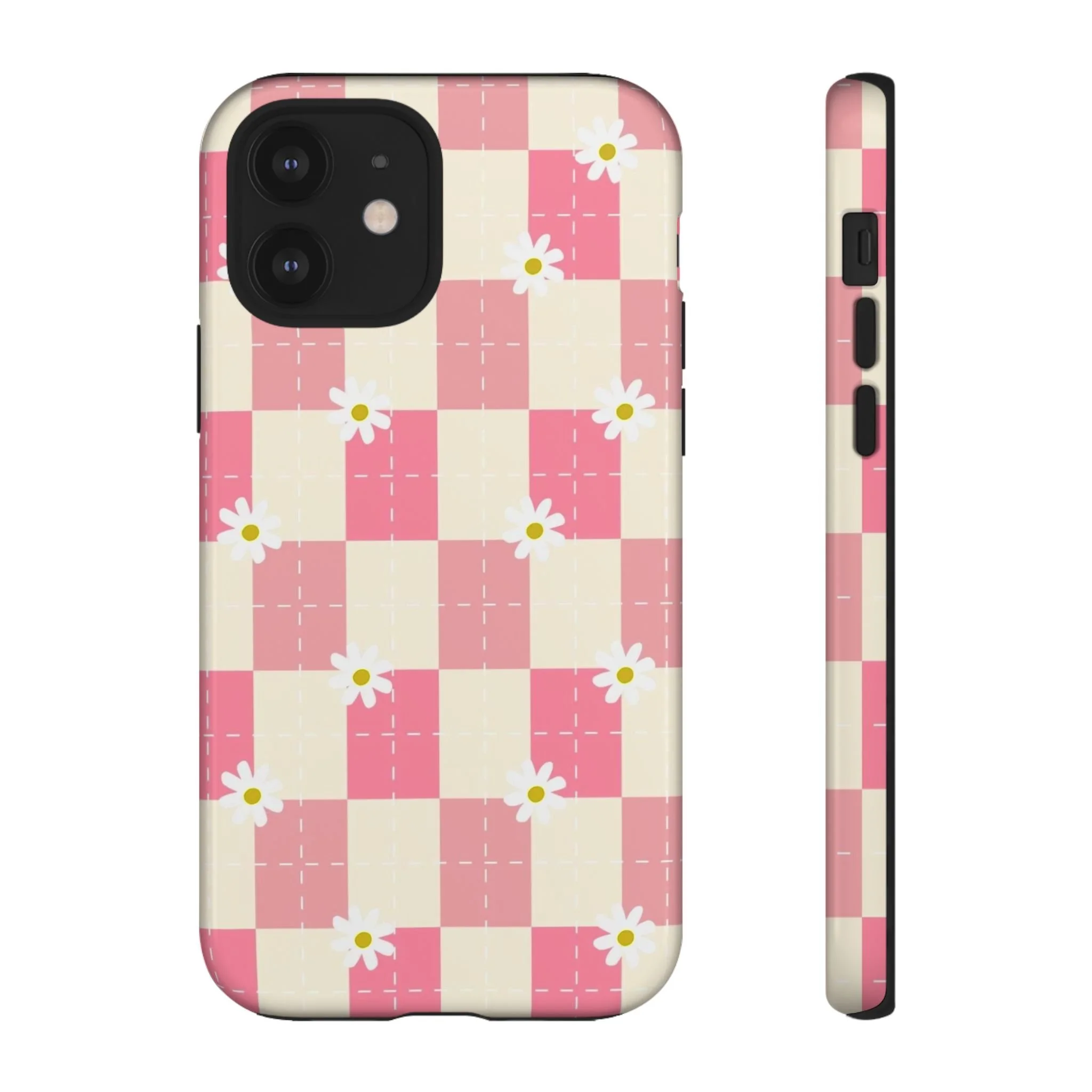 Pink Floral Chessboard | Tough Phone Case