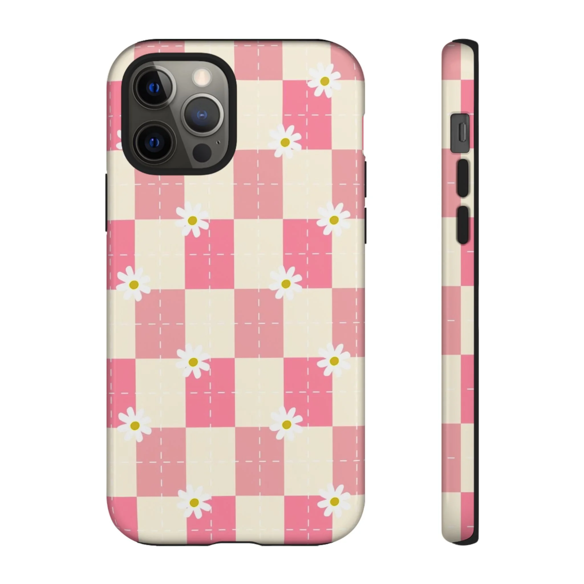 Pink Floral Chessboard | Tough Phone Case