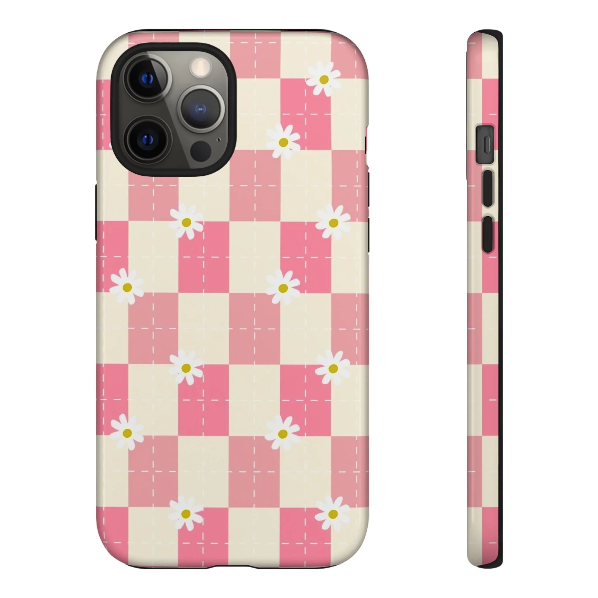 Pink Floral Chessboard | Tough Phone Case