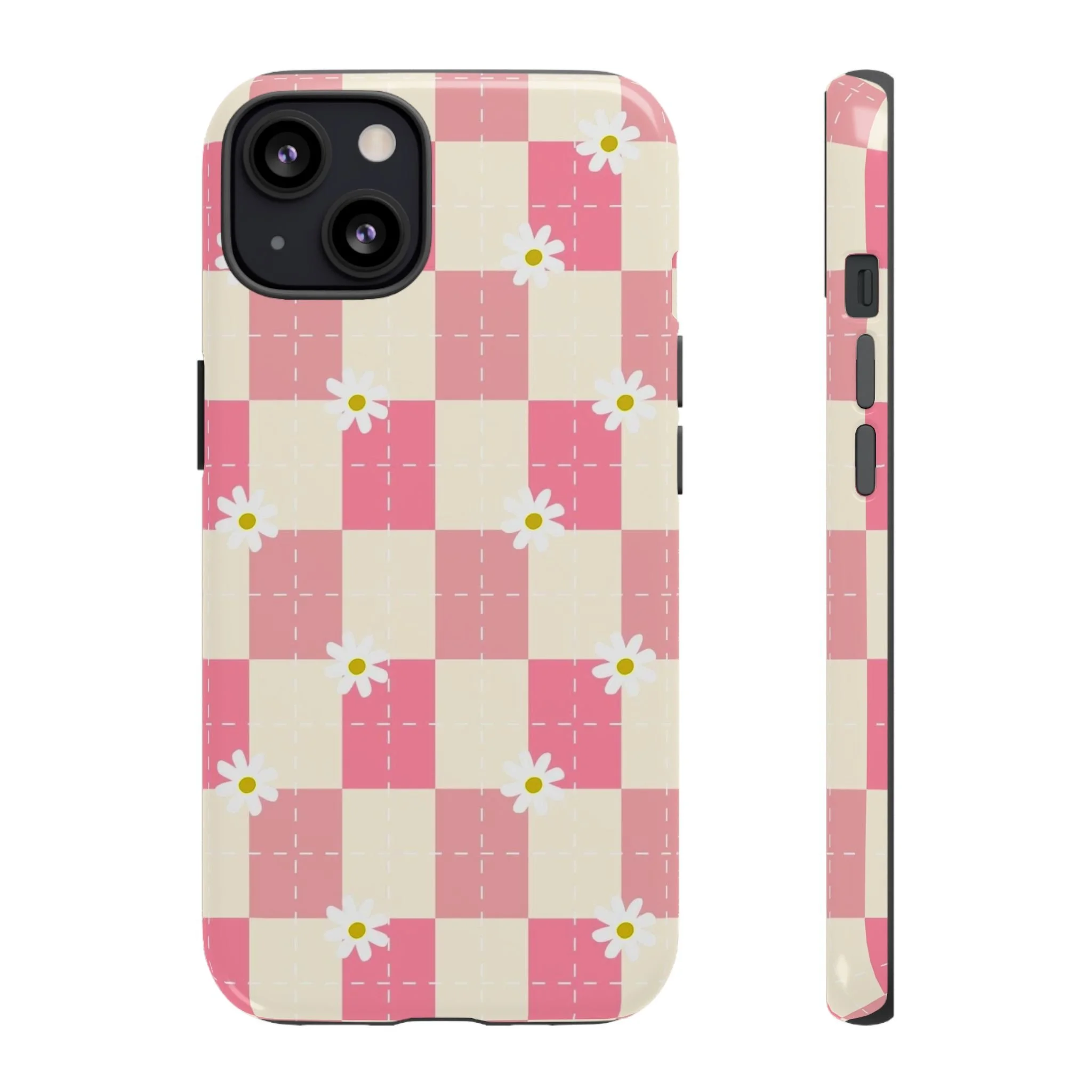 Pink Floral Chessboard | Tough Phone Case