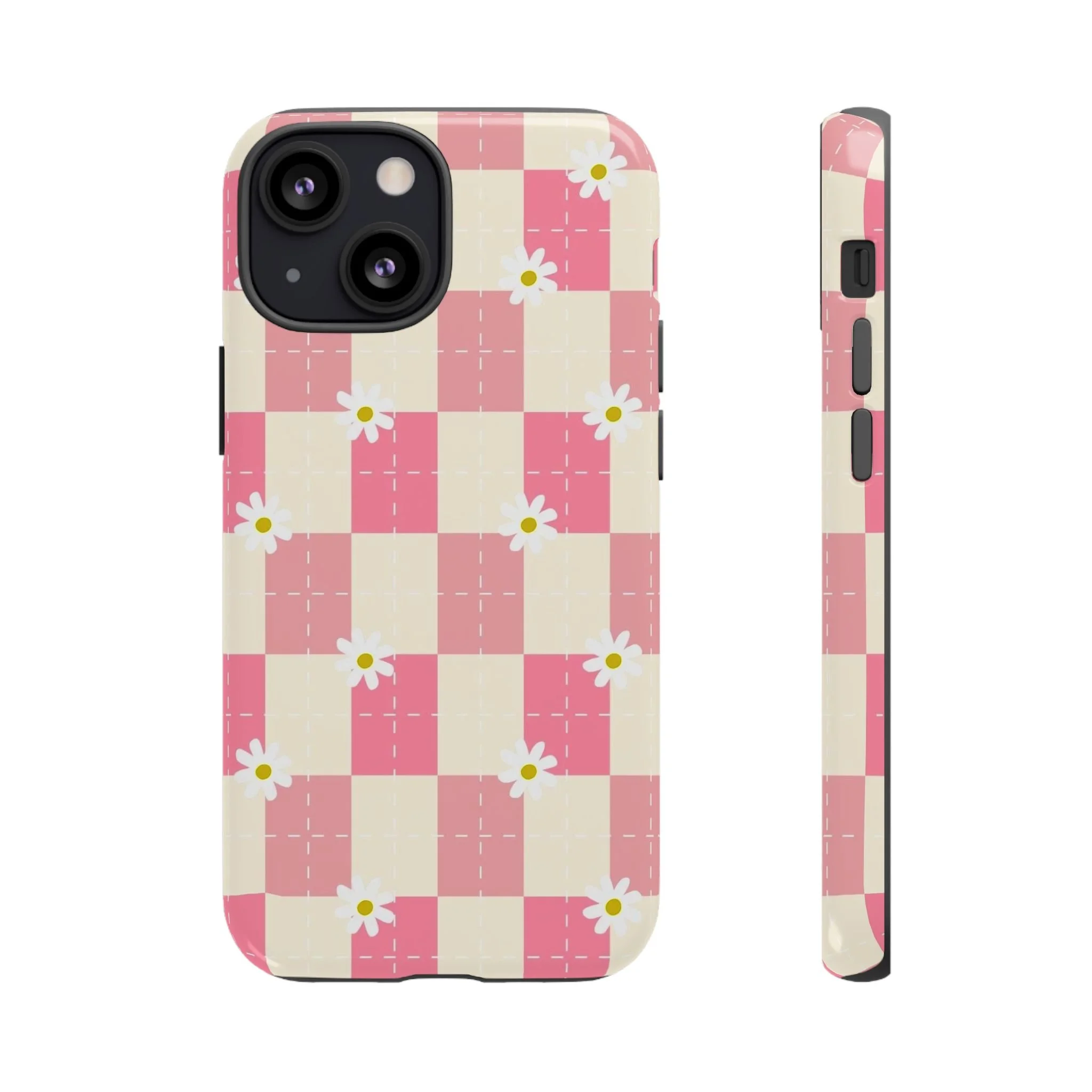 Pink Floral Chessboard | Tough Phone Case