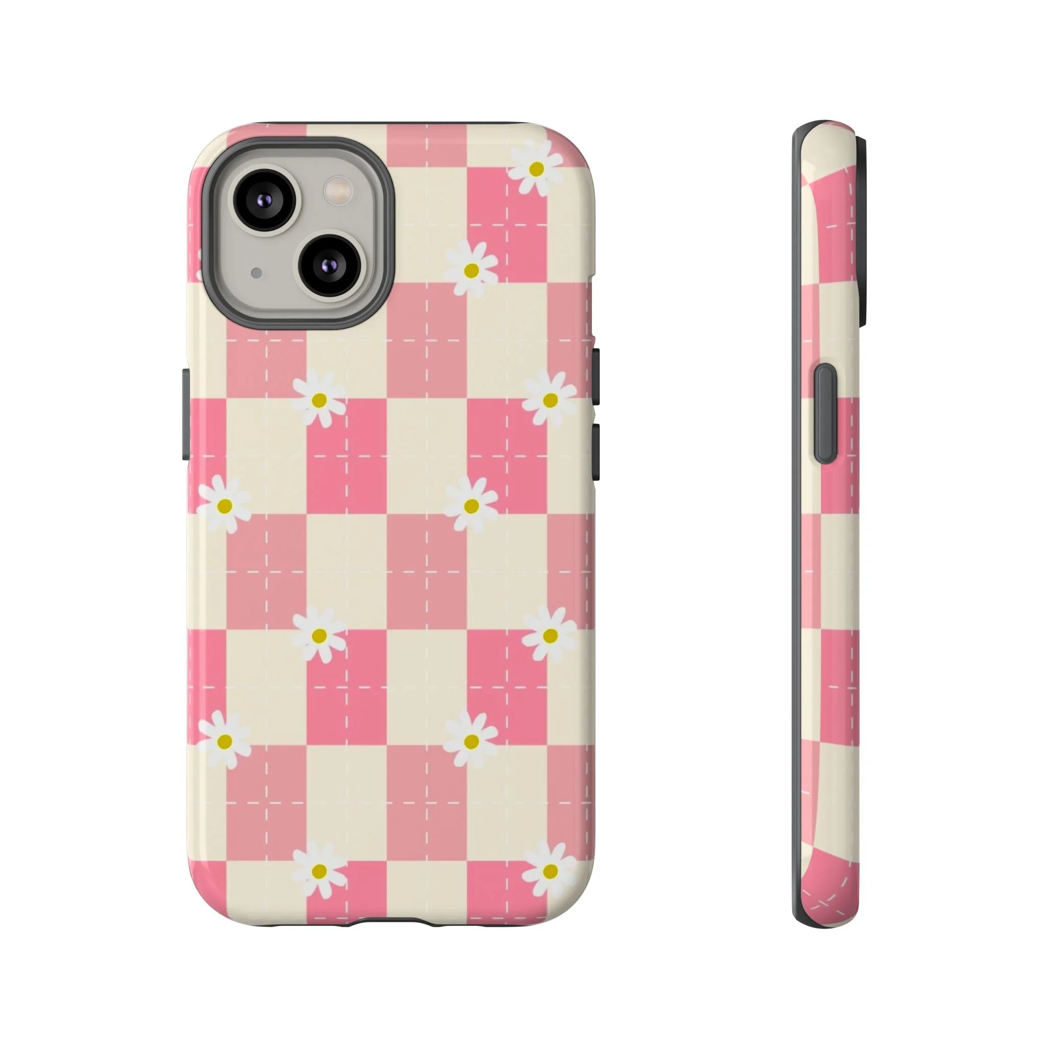 Pink Floral Chessboard | Tough Phone Case