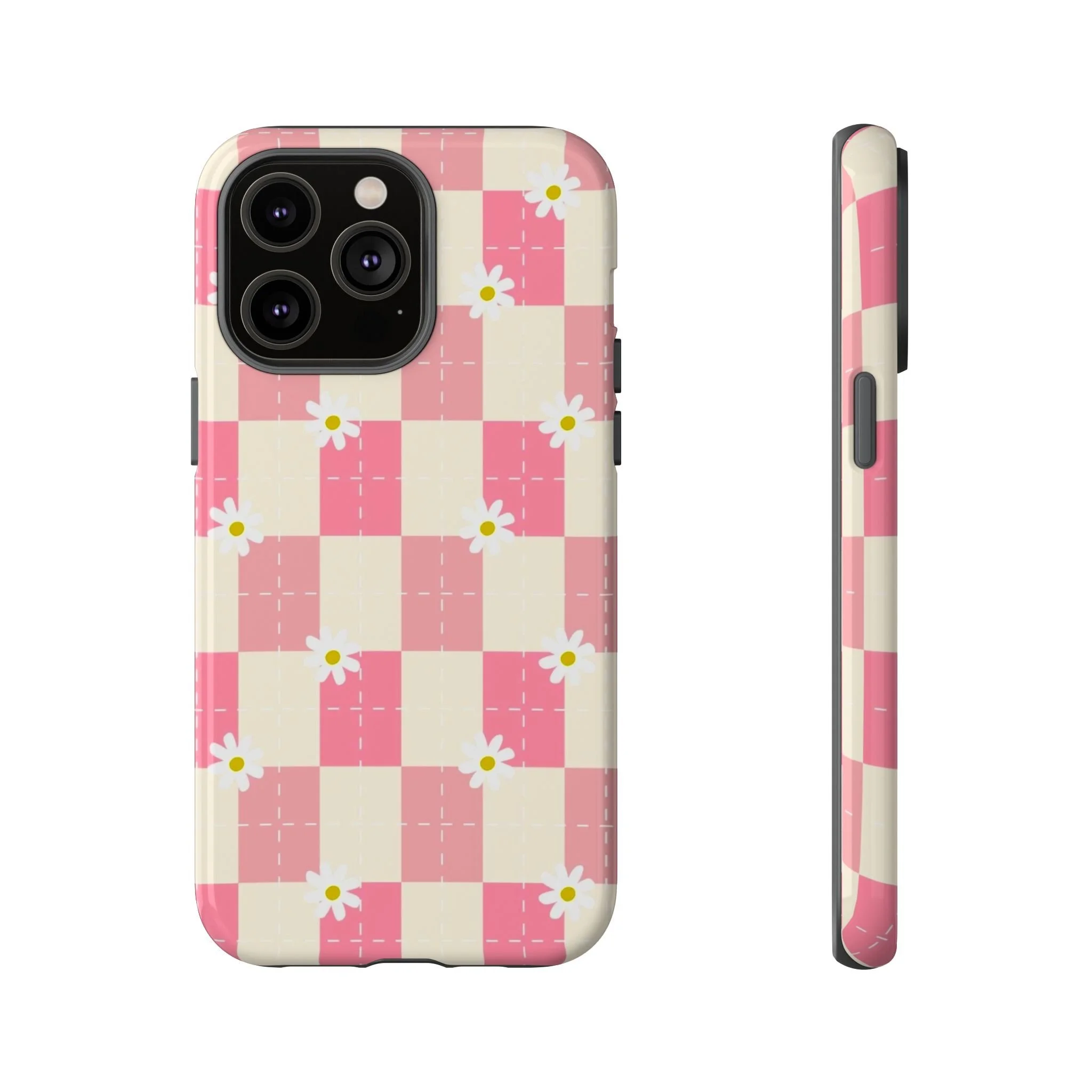 Pink Floral Chessboard | Tough Phone Case