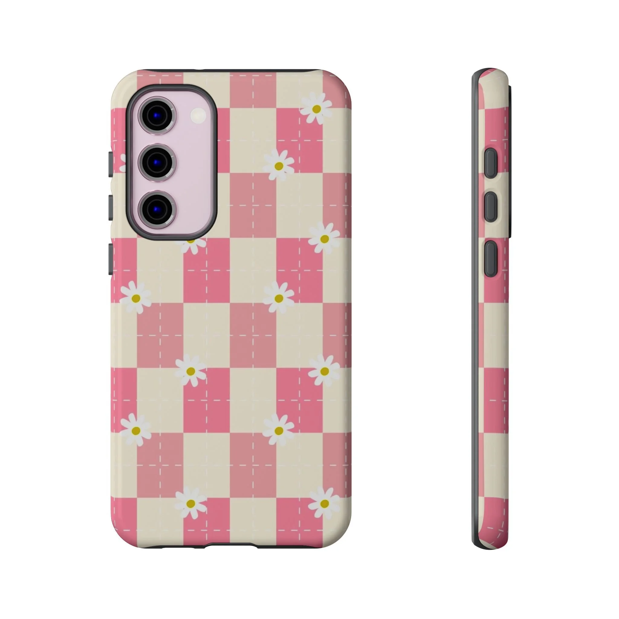 Pink Floral Chessboard | Tough Phone Case