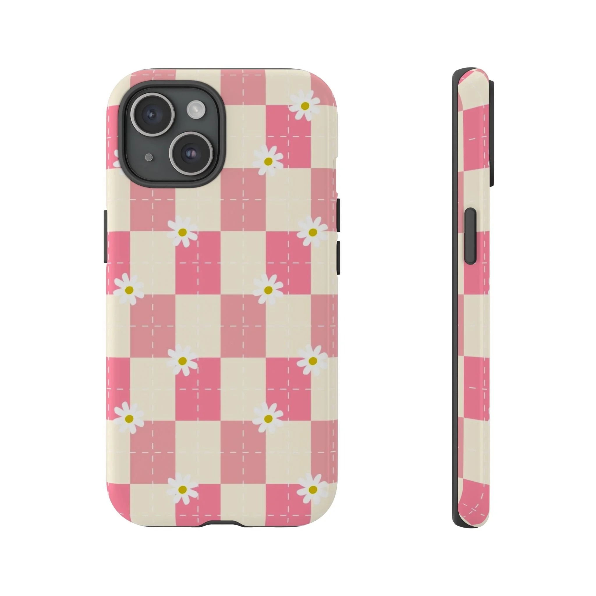 Pink Floral Chessboard | Tough Phone Case
