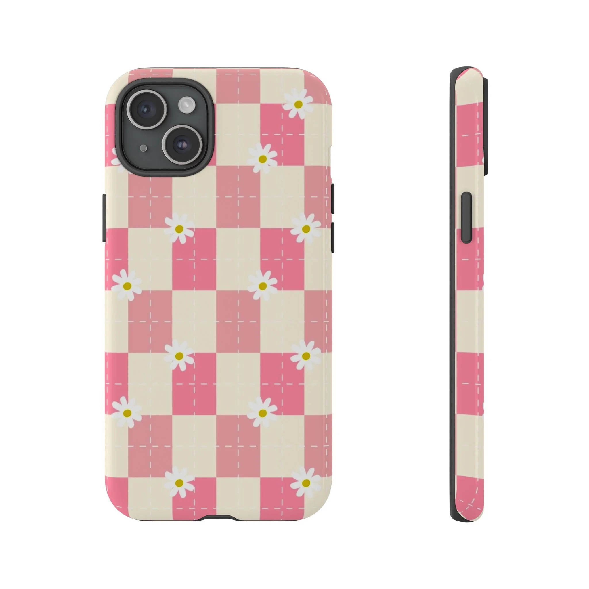 Pink Floral Chessboard | Tough Phone Case