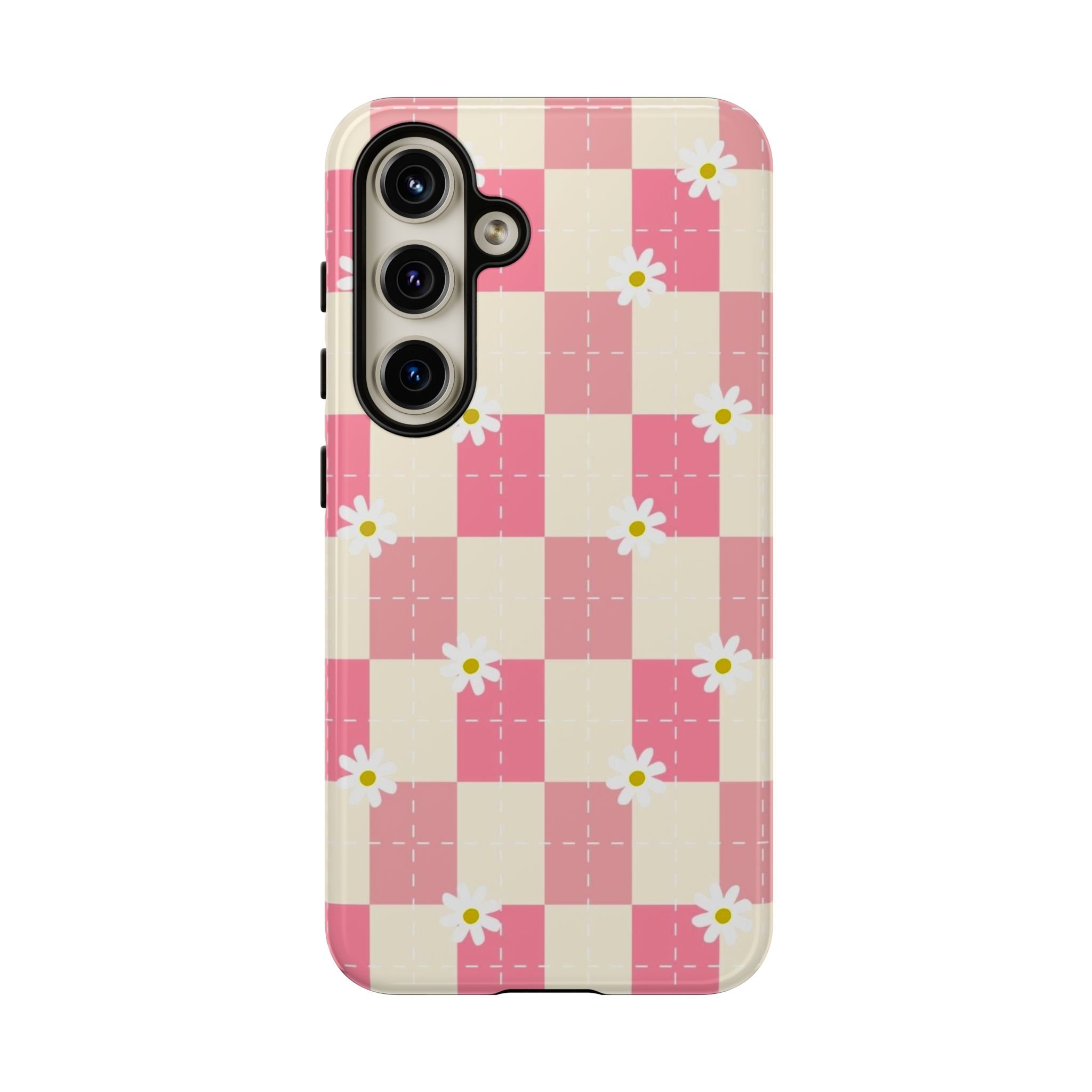 Pink Floral Chessboard | Tough Phone Case